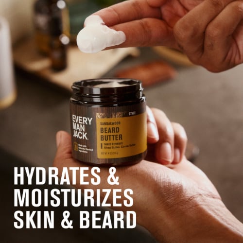 Every Man Jack® Sandalwood Hydrating Naturally Derived Beard Butter for Men Perspective: left