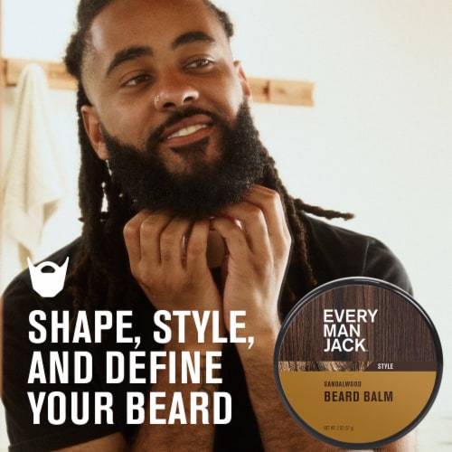 Every Man Jack® Sandalwood Naturally Derived Grooming Beard Balm Perspective: left