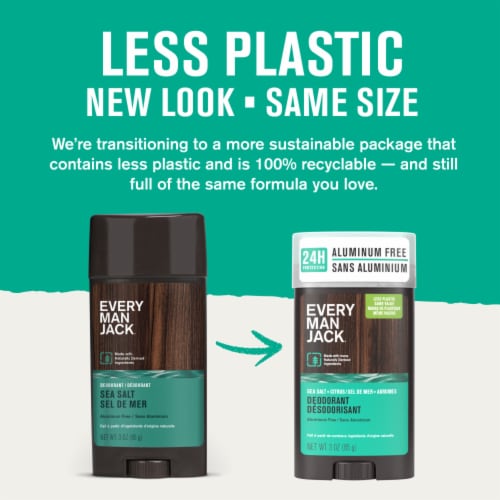 Every Man Jack Mens Deodorant Stick Sea Salt + Citrus Aluminum-Free Perspective: left