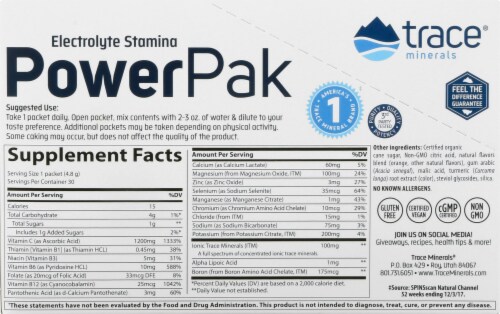 Trace Minerals Electrolyte Stamina Power Pak Orange Blast Dietary Supplement Packets Perspective: left