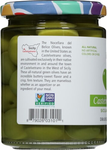 Bono Castelvetrano Sicilian Whole Green Olives Perspective: left