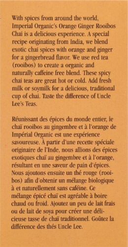 Uncle Lee's Imperial Organic Chai Tea Orange Ginger Rooibus Perspective: left