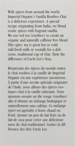 Imperial Organic Caffeine Free Vanilla Rooibus Chai Tea Bags Perspective: left