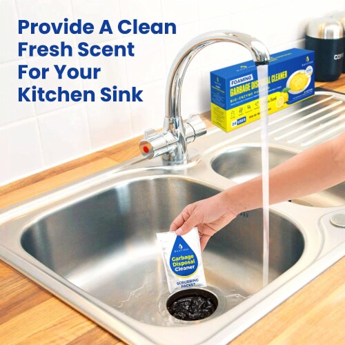 Garbage Disposal Cleaner and Deodorizer - 24-Count (6-Month Supply) Foaming Lemon Scented Perspective: left