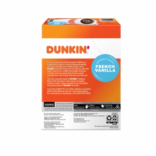 Dunkin' Donuts French Vanilla Coffee Keurig K-Cup Pods Medium Roast 22/Box (400847) 1268 Perspective: left