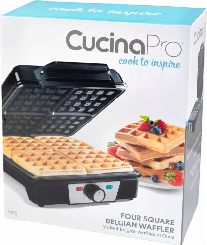 CucinaPro Four Square Belgian Waffle Maker, xl Stainless Steel