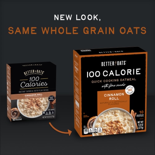 Better Oats 100 Calorie Cinnamon Roll Oatmeal with Flax Seeds Perspective: left