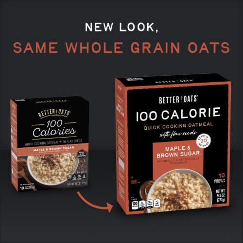Better Oats® 100 Calories Maple & Brown Sugar Instant Oatmeal Perspective: left