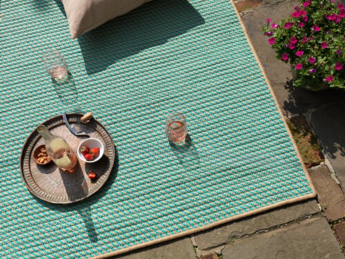 Colonial Mills Point Prim Area Rug - Teal Perspective: left