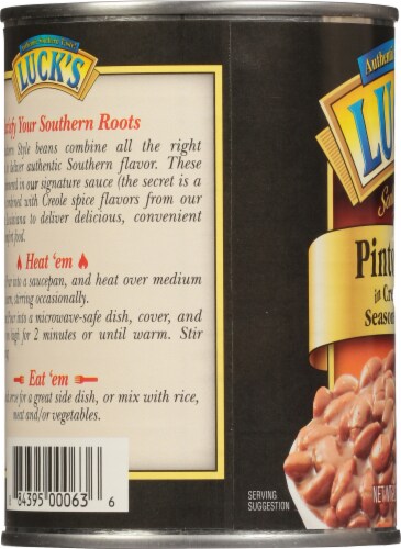 Luck's Southern Style Pinto Beans in Creole Sauce Perspective: left