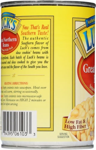 Luck's® Great Northern Beans Seasoned with Pork Perspective: left