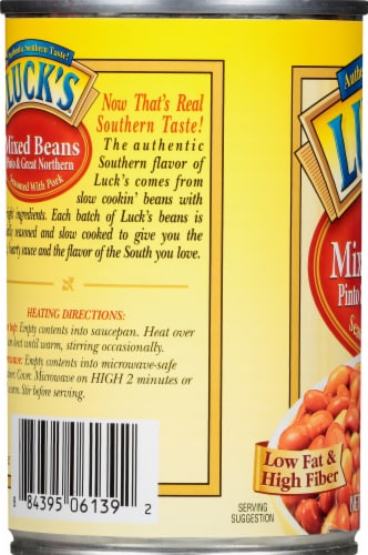 Luck's Pinto & Great Northern Mixed Beans Seasoned with Pork Perspective: left