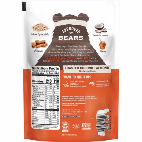 Bear Naked Fit Toasted Coconut Almond Granola Cereal Perspective: left