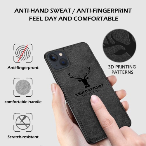 Alpha Digital Luxury Soft Texture Deer Patterned TPU Cloth Protective Case for iPhone13 Perspective: left