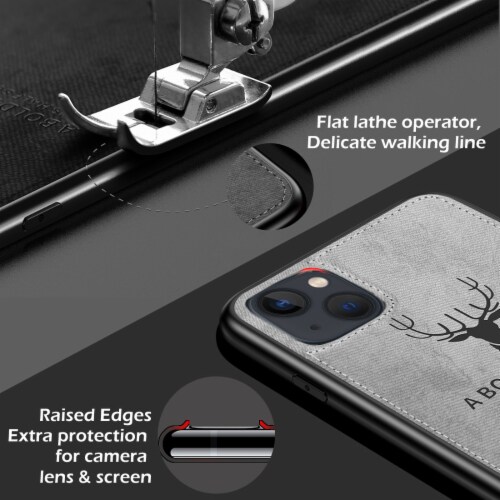 Alpha Digital Luxury Soft Texture Deer Patterned TPU Cloth Protective Case for iPhone13 Perspective: left