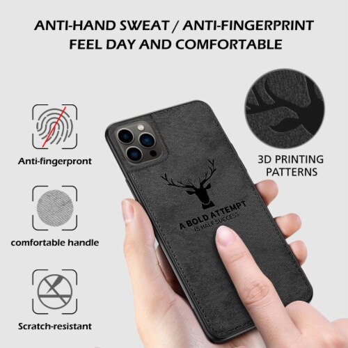 Alpha Digital Luxury Soft Texture Deer Patterned TPU Cloth Protective Case for iPhone13 Pro, Perspective: left