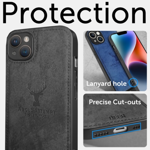 Alpha Digital Luxury Soft Texture Deer Patterned Cloth Protective Case - iPhone14 / 14Plus Perspective: left