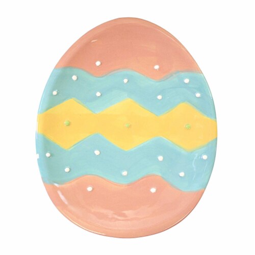 Tabletop Dottie Egg Plate Dolomite Easter Decorated St/4 A5073 Perspective: left