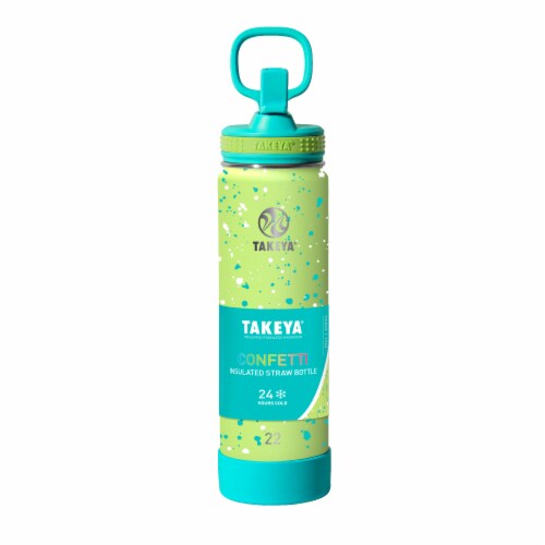 Takeya® Actives Confetti Straw Water Bottle - Green Grass Perspective: left