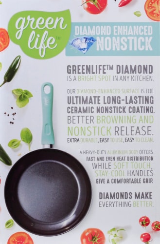 GreenLife Diamond Ceramic Non-Stick Cookware Set - Black / Turquoise Perspective: left
