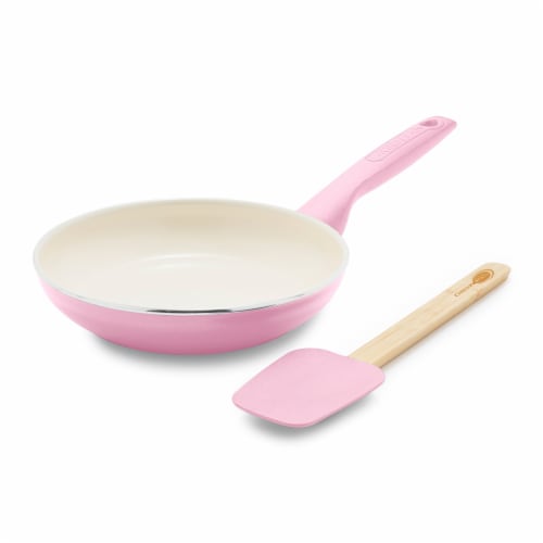 GreenPan Rio Frying Pan Healthy Ceramic Non Stick With Spatula - Pink Perspective: left