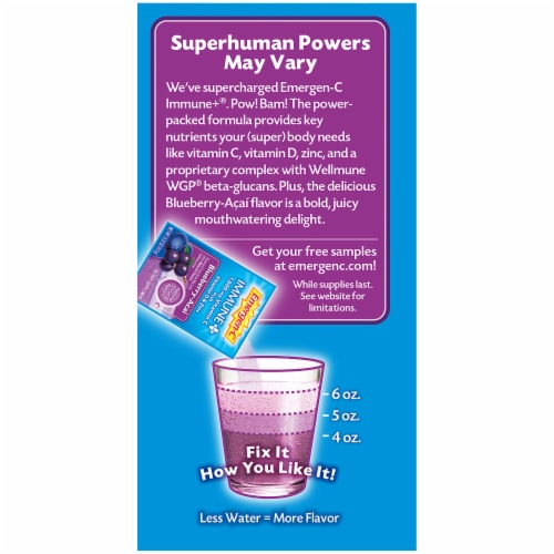 Emergen-C Immune Plus Blueberry-Acai Flavored Fizzy Drink Mix Packets Perspective: left