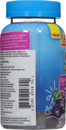 Emergen-C Kidz Immune+ Excellent Elderberry Dietary Supplement Gummies Perspective: left
