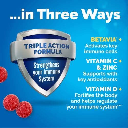 Emergen-C Immune+ Triple Action Raspberry Immune Support Gummies Perspective: left