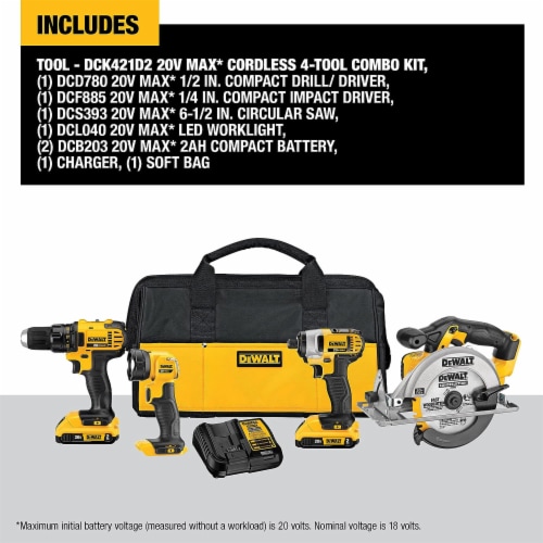 DeWalt 20V MAX Brushless Motor Drill/Driver, Impact Driver, Saw Hand Tool  Set, 1 Piece - Kroger