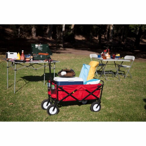 Mac Sports Collapsible Folding Outdoor Utility Wagon - Red Perspective: left