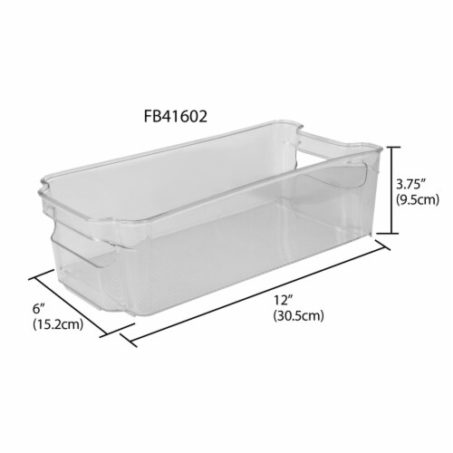 Stackable Medium Plastic Fridge Pantry and Closet Organization Bin with Handles Perspective: left