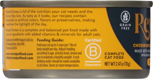 Reveal Entrees Pate Chicken Breast Recipe in Broth Adult Wet Cat Food Perspective: left