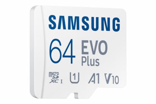 Samsung 64 GB EVO Plus + Adapter MB-MC64KA/AM microSDXC Memory Card Perspective: left