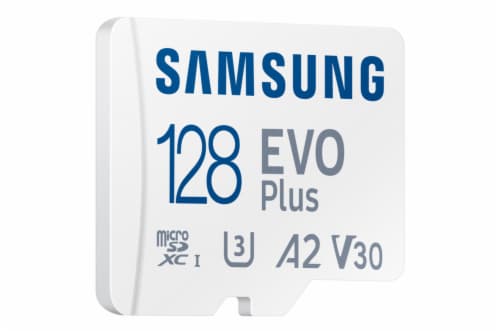 Samsung EVO Plus + Adapter MB-MC128KA microSDXC Memory Card Perspective: left