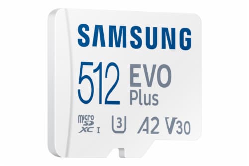 Samsung EVO Plus + Adapter MB-MC512KA microSDXC Memory Card Perspective: left