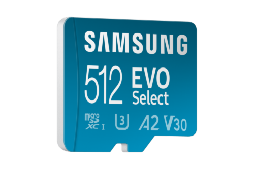 Samsung EVO Select + Adapter MB-ME512SA microSDXC Memory Card Perspective: left