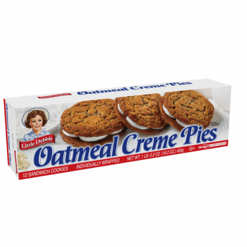 Little Debbie Oatmeal Creme Pies, 4 Boxes, 48 Soft Oatmeal Cookies with Creme Perspective: left