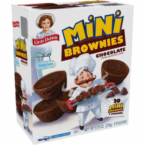 Little Debbie Mini Brownies, 12 Boxes, 60 Travel Pouches of Bite Size Chocolate Brownies Perspective: left