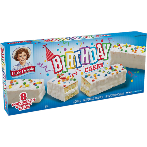 Little Debbie Birthday Cakes, 12 Boxes, 96 Individually Wrapped Vanilla Cakes Perspective: left