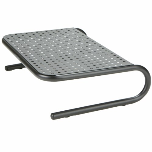 Mind Reader Ventilated Metal Monitor Stand with Keyboard Storage Perspective: left
