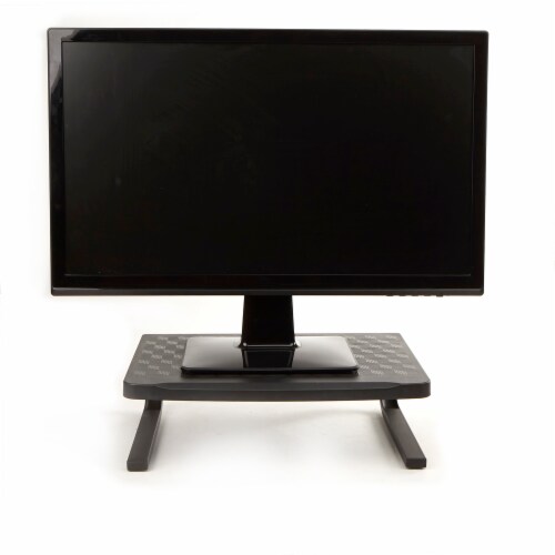 Mind Reader Ventilated Metal Monitor Stand with Keyboard Storage Perspective: left