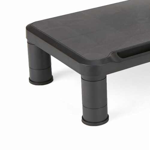 Mind Reader Plastic Small Monitor Stand Riser with Pen Storage - Black Perspective: left