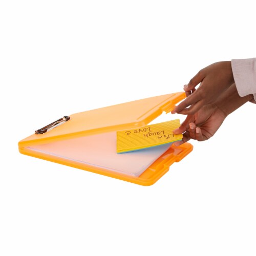 Mind Reader Multi-Pack Plastic Clipboards with Portfolio Storage - Translucent Perspective: left