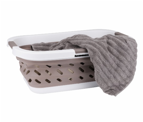 Mind Reader Plastic Collapsible Laundry Basket - Brown Perspective: left