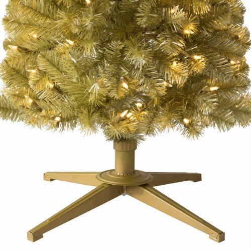 Treetopia Struck Gold 7 Foot Artificial Prelit Pencil Christmas Tree