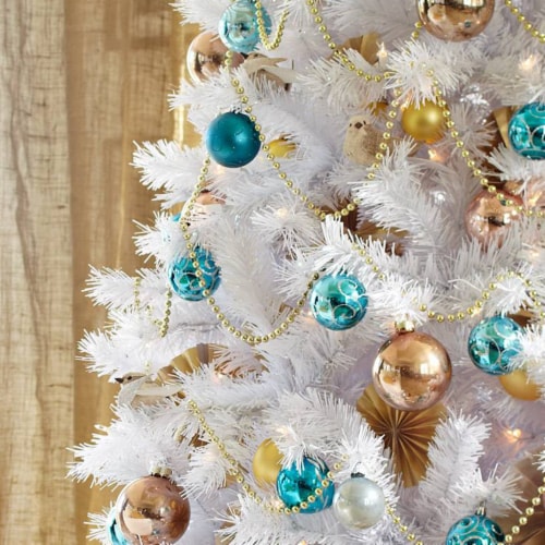 Treetopia Winter White 6 Foot Artificial Unlit Christmas Holiday Tree w/ Stand Perspective: left