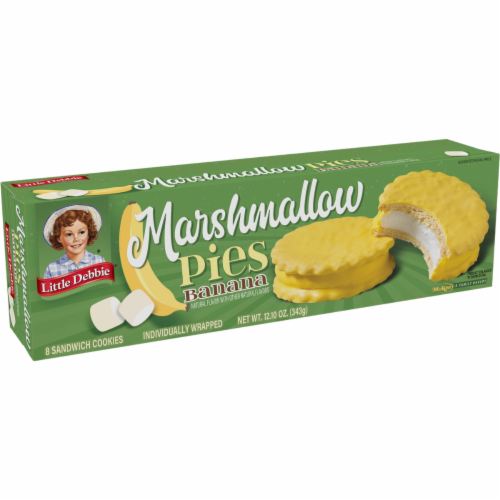 Little Debbie Banana Marshmallow Pies, 8 Boxes, 64 Banana Flavored Marshmallow Cookies Perspective: left