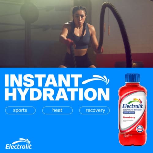 Electrolit Premium Hydration Strawberry Sports Drink Bottle Perspective: left