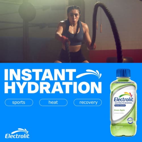 Electrolit Premium Hydration Green Apple Sports Drink Bottle Perspective: left