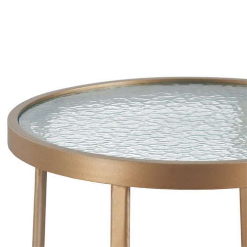 Elle Decor Mirabelle Outdoor Side Table in French Gold Perspective: left